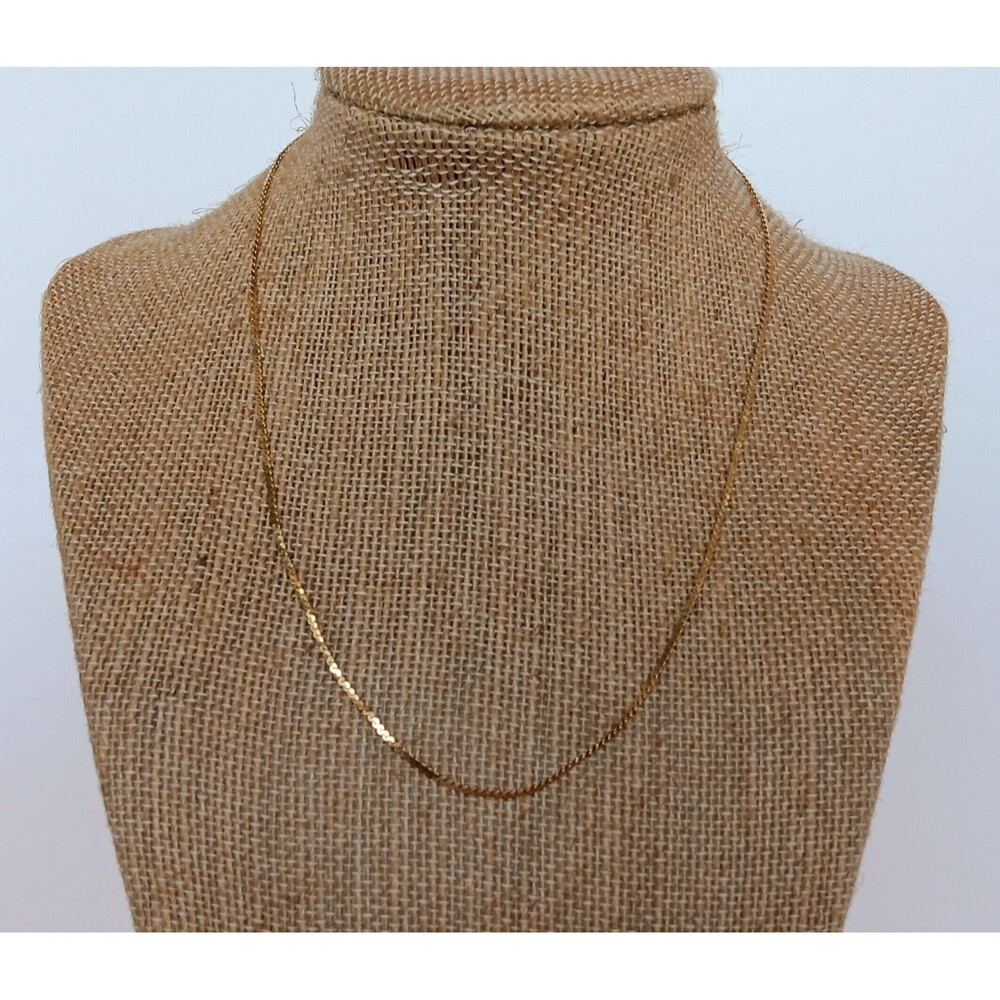 Vintage 1.5 mm 14K Gold Flat Serpentine Chain Necklace 16 in 2.7 grams